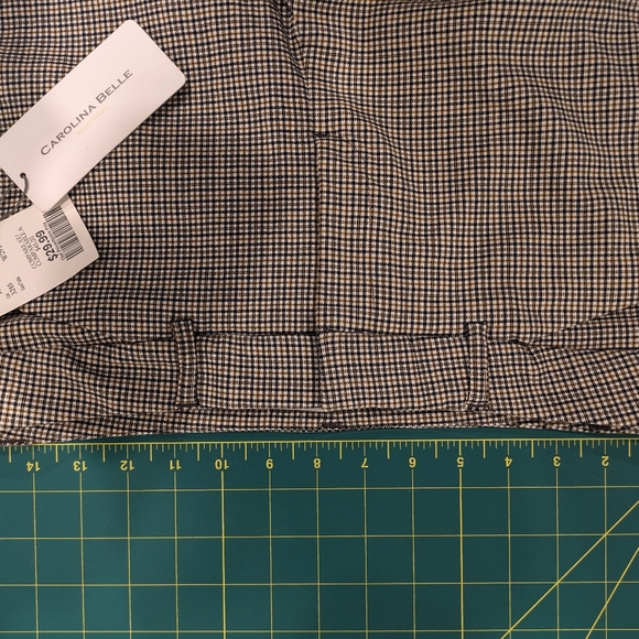 NWT Carolina Belle women's slim trousers, black & tan plaid, size 6 - Picture 11 of 15